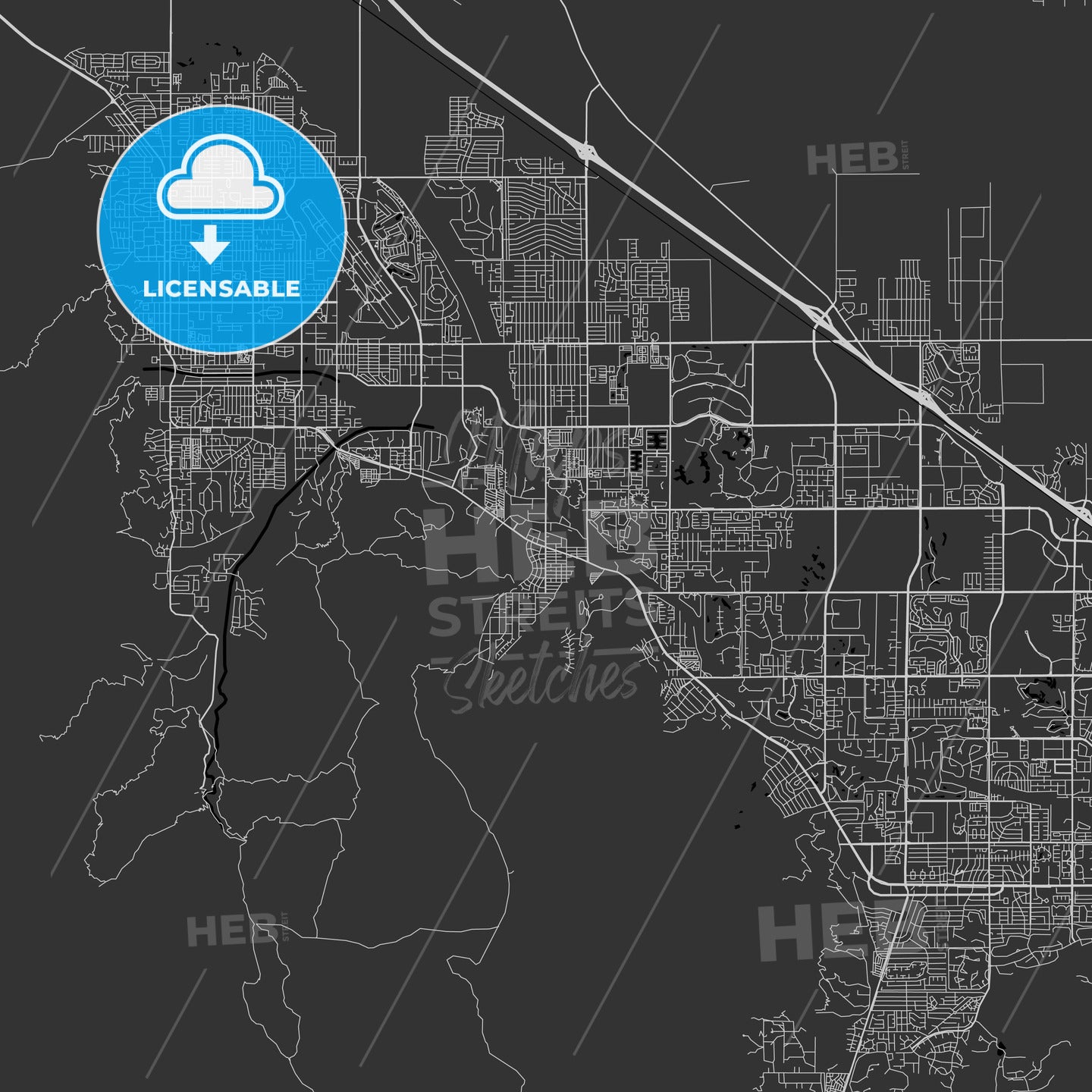 Cathedral City, California - Area Map - Dark