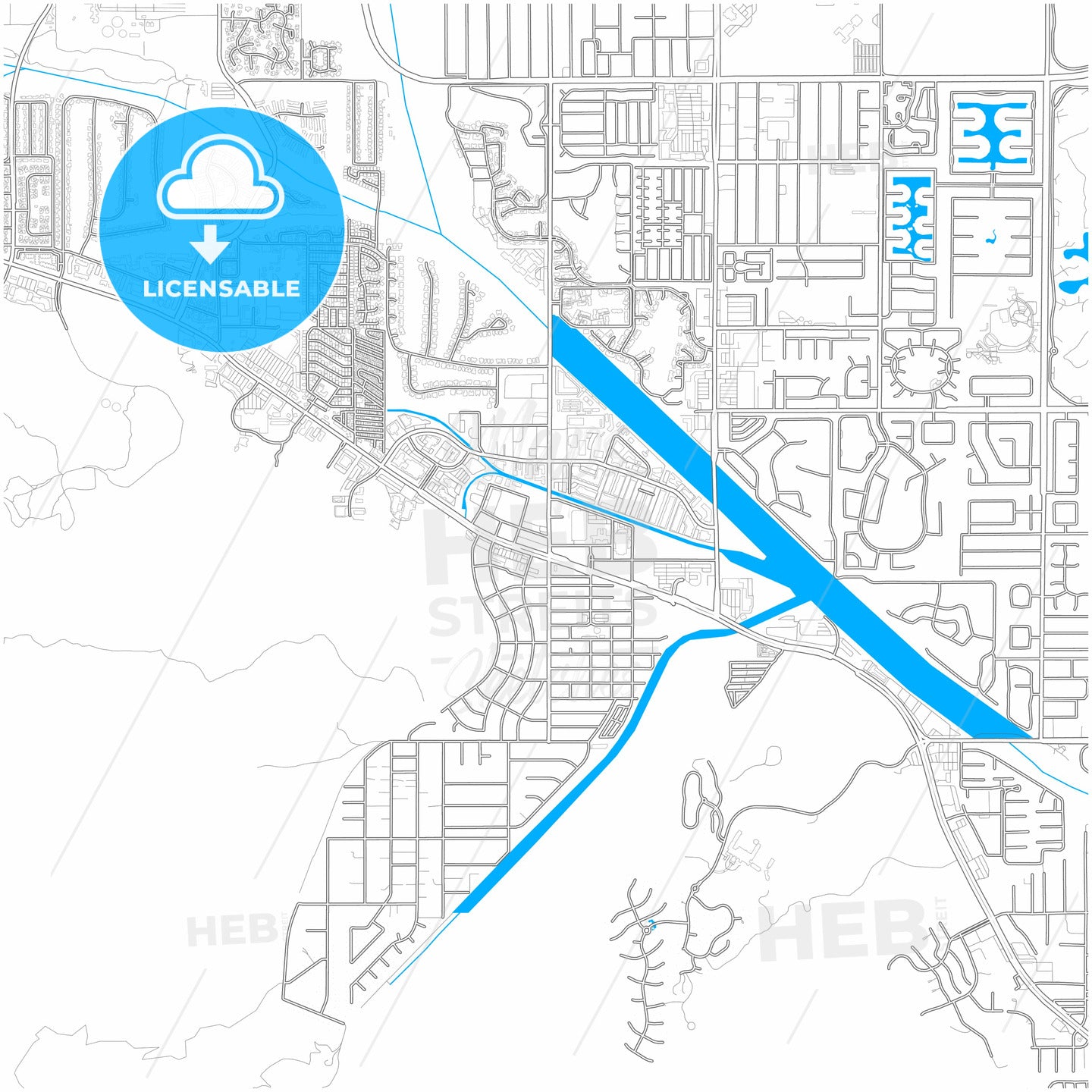 Cathedral City, California, United States, city map with high quality roads.