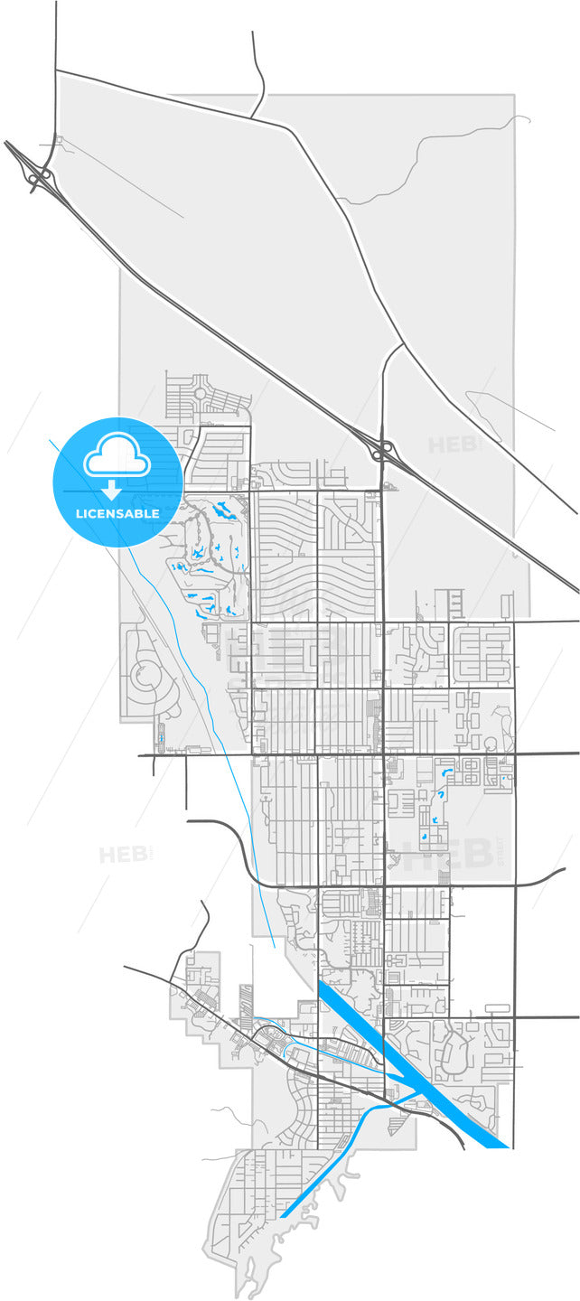 Cathedral City, California, United States, high quality vector map