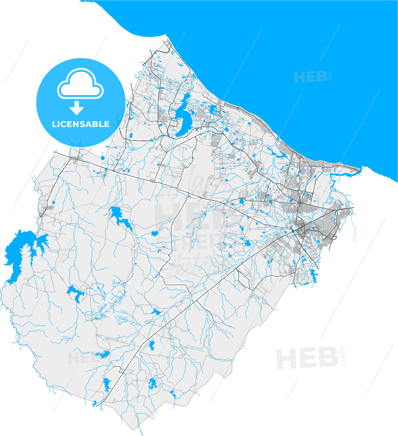 Caucaia, Brazil, high quality vector map