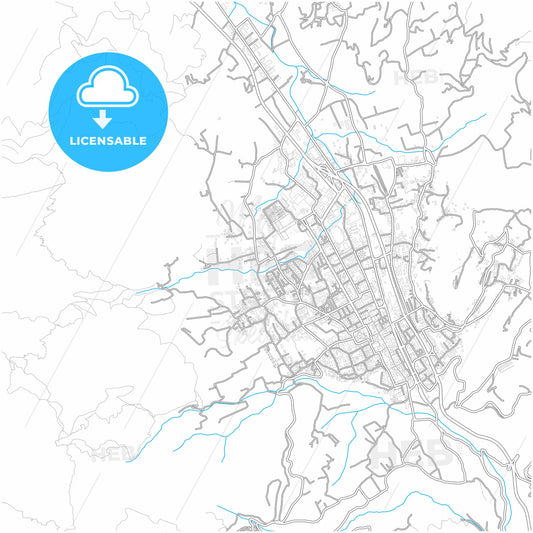 Cava de Tirreni, Campania, Italy, city map with high quality roads.