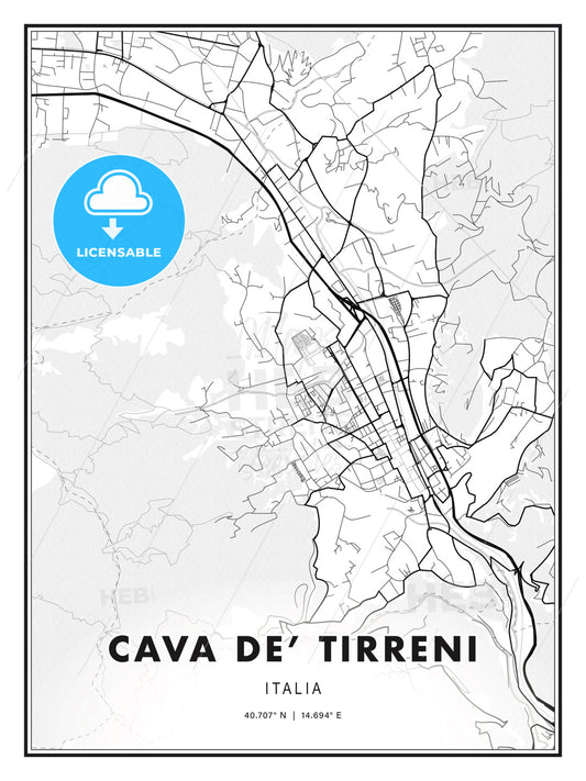 Cava de Tirreni, Italy, Modern Print Template in Various Formats - HEBSTREITS Sketches