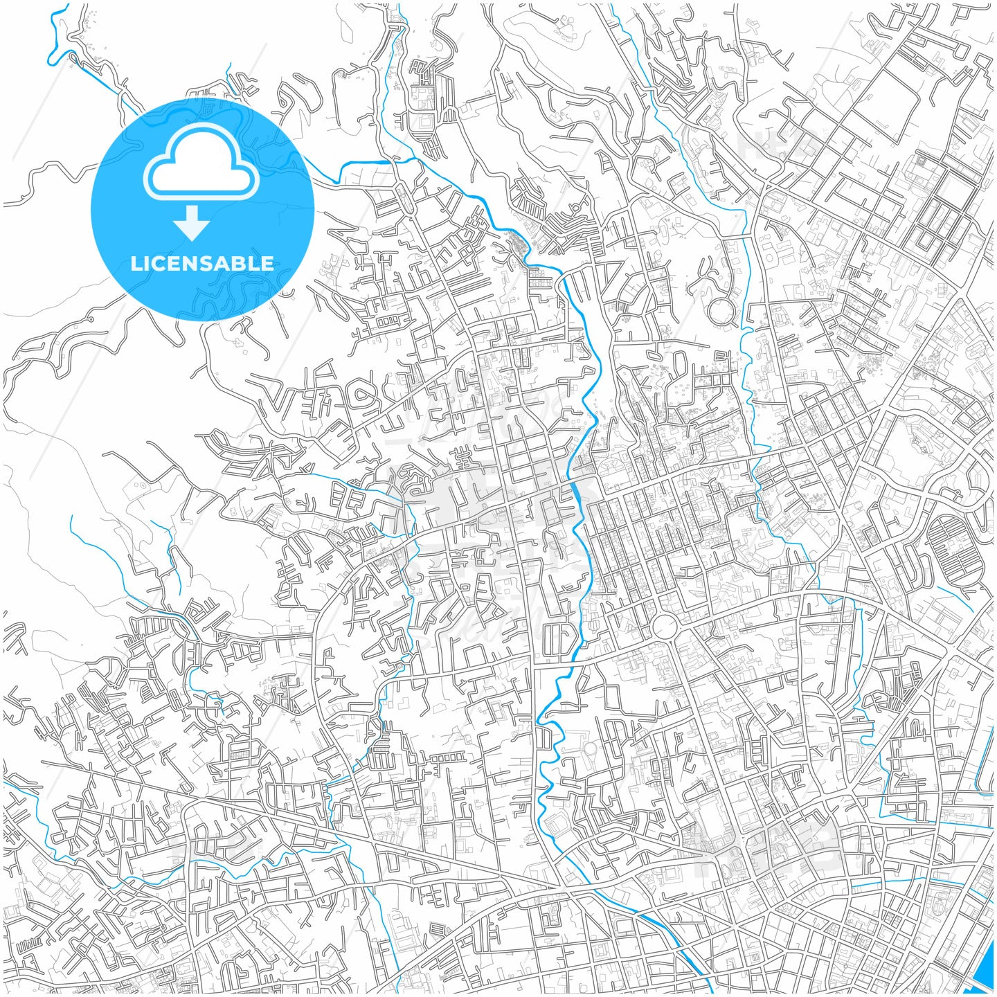 Cebu City, Cebu, Philippines, city map with high quality roads.