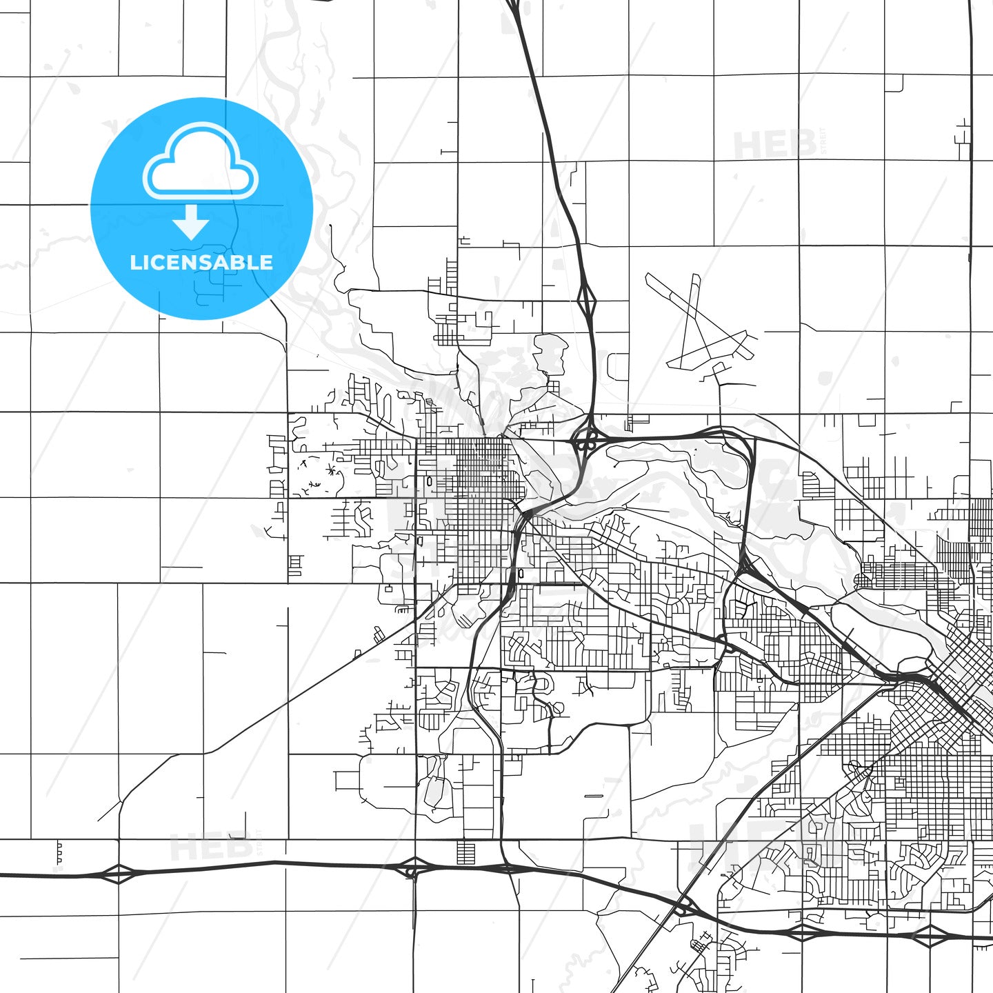 Cedar Falls, Iowa - Area Map - Light - HEBSTREITS