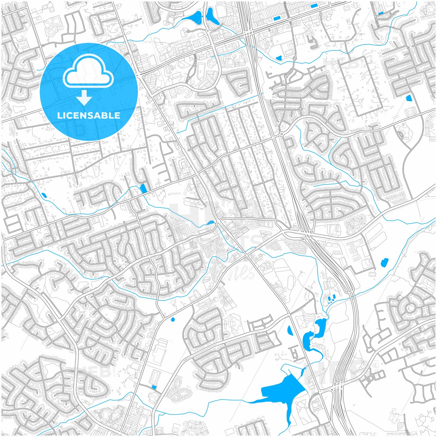 Cedar Park, Texas, United States, city map with high quality roads.