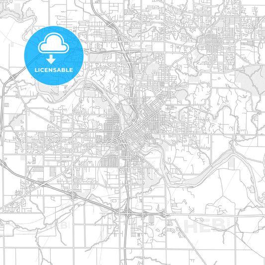 Cedar Rapids, Iowa, USA, bright outlined vector map