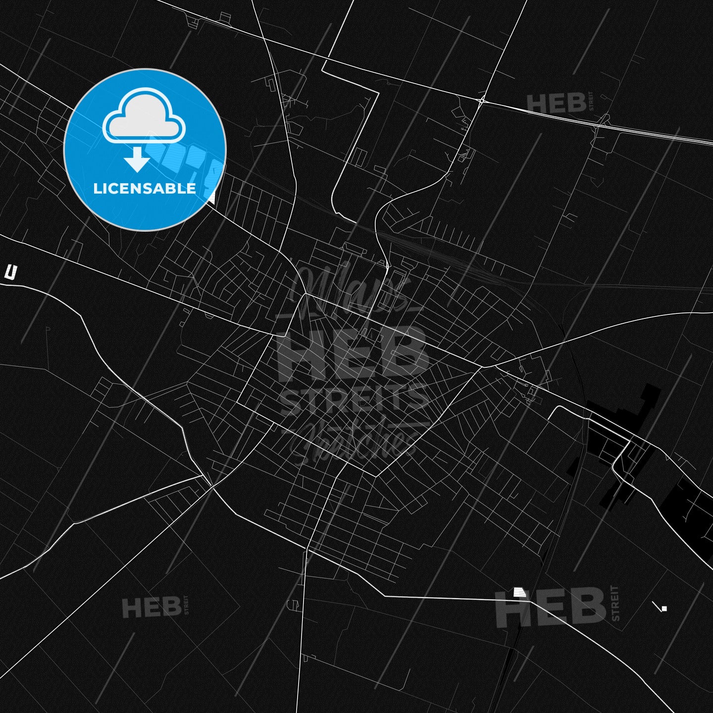 Cegléd, Hungary Pdf Vector Map Black And White – HEBSTREITS