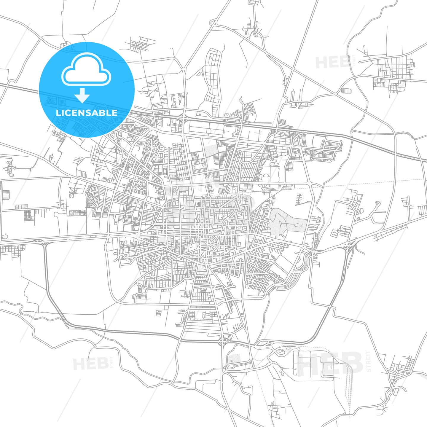 Celaya, Guanajuato, Mexico, bright outlined vector map