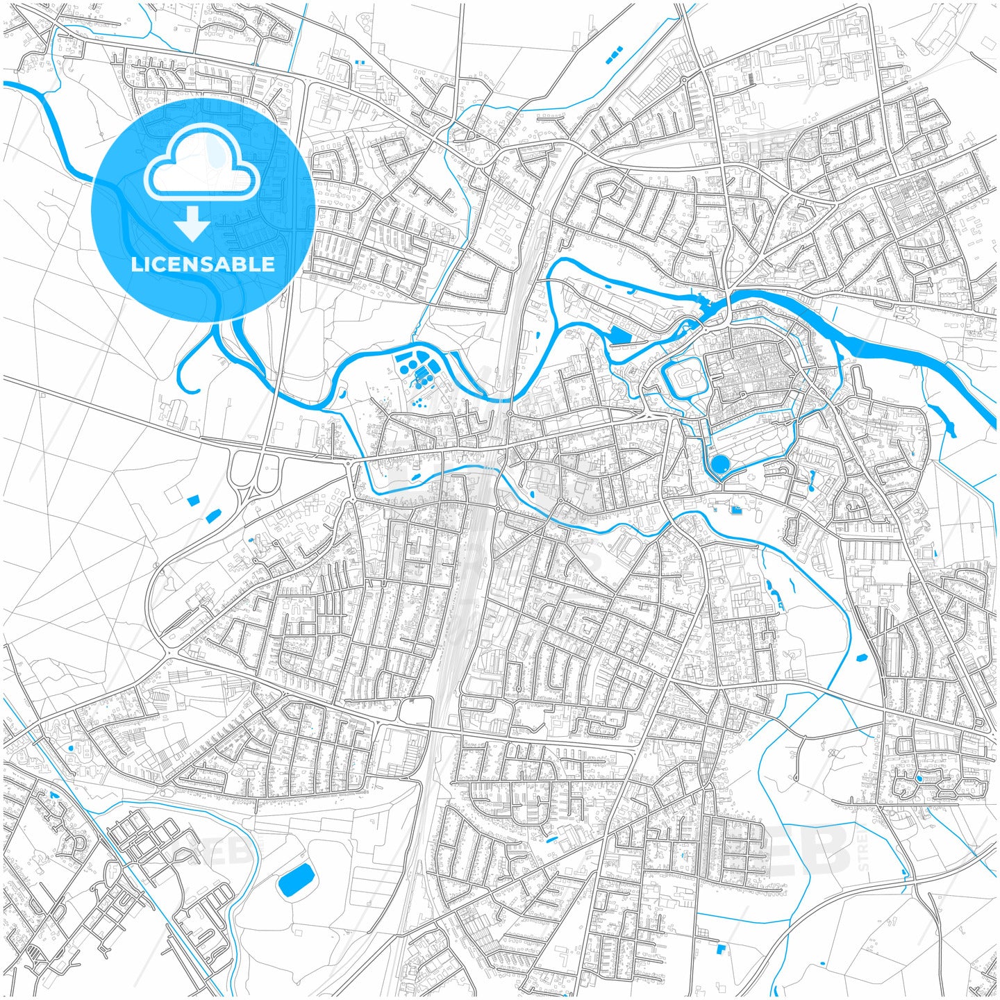 Celle, Lower Saxony, Germany, city map with high quality roads.