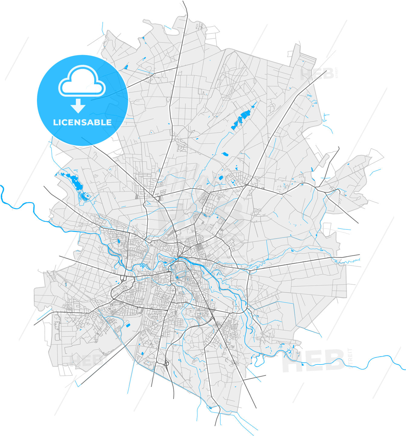 Celle, Lower Saxony, Germany, high quality vector map