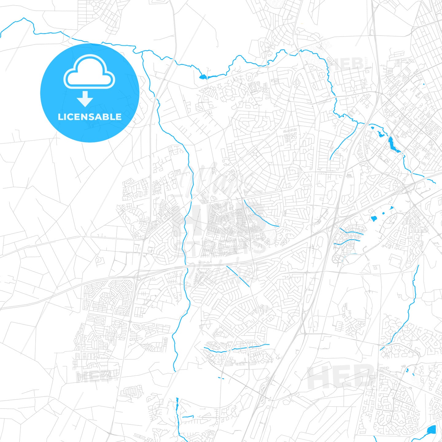 Centurion, South Africa PDF vector map with water in focus