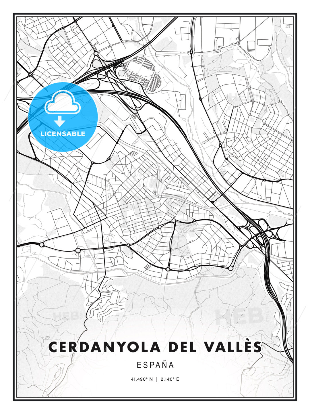 Cerdanyola del Vallès, Spain, Modern Print Template in Various Formats - HEBSTREITS Sketches
