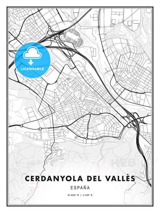 Cerdanyola del Vallès, Spain, Modern Print Template in Various Formats - HEBSTREITS Sketches