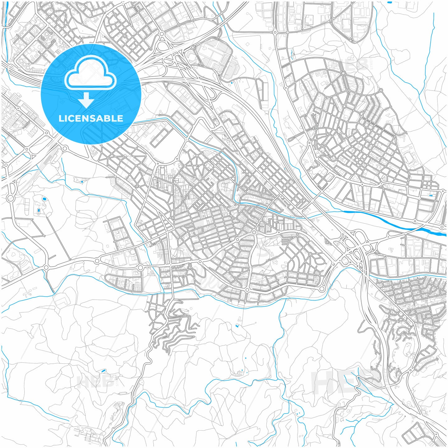 Cerdanyola del Vallès, Barcelona, Spain, city map with high quality roads.