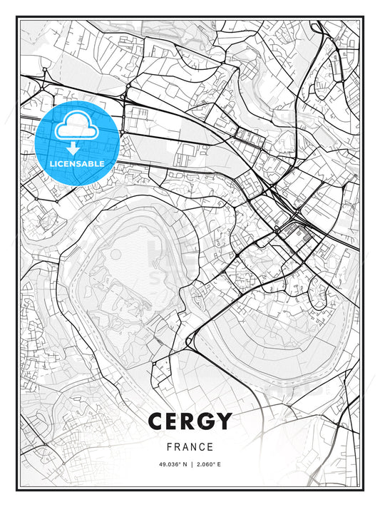 Cergy, France, Modern Print Template in Various Formats - HEBSTREITS Sketches