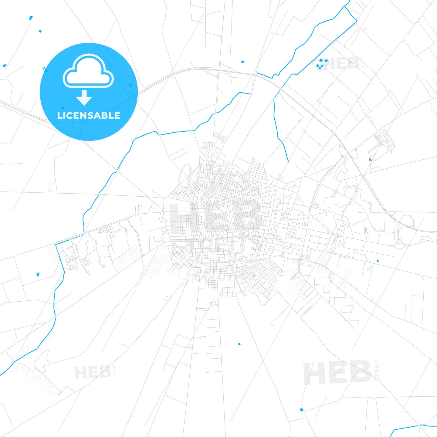 Cerignola, Italy PDF vector map with water in focus