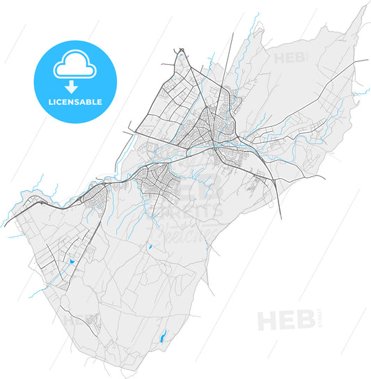 Çerkezköy, Tekirdağ, Turkey, high quality vector map