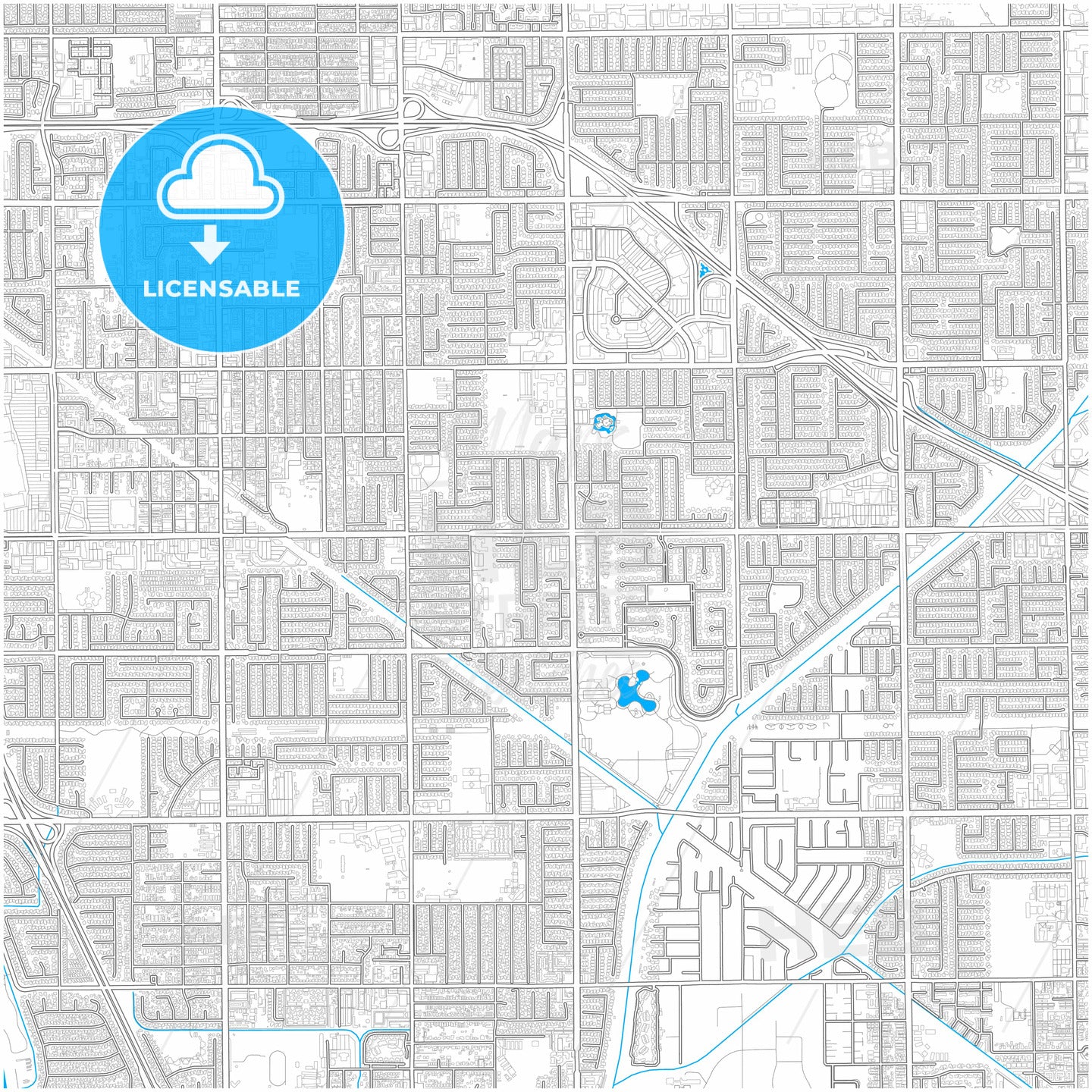 Cerritos, California, United States, city map with high quality roads.