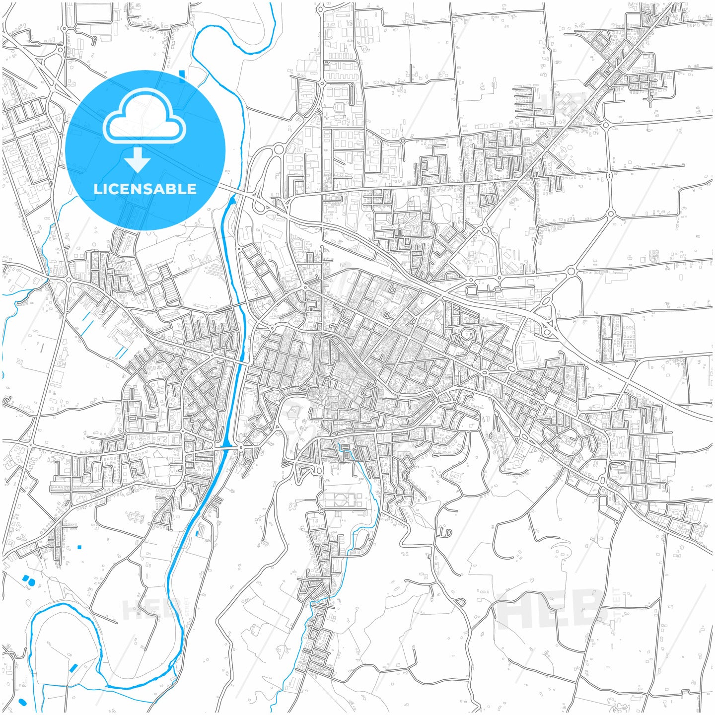 Cesena, Emilia-Romagna, Italy, city map with high quality roads.