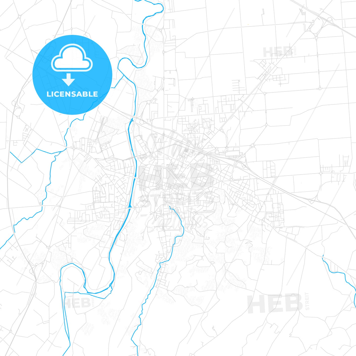 Cesena, Italy PDF vector map with water in focus