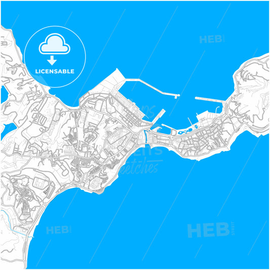 Ceuta, Spain, city map with high quality roads.