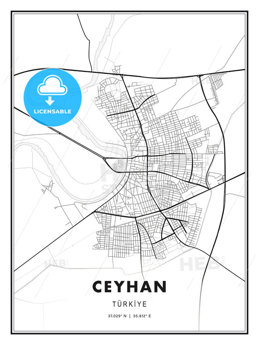 Ceyhan, Turkey, Modern Print Template in Various Formats - HEBSTREITS Sketches