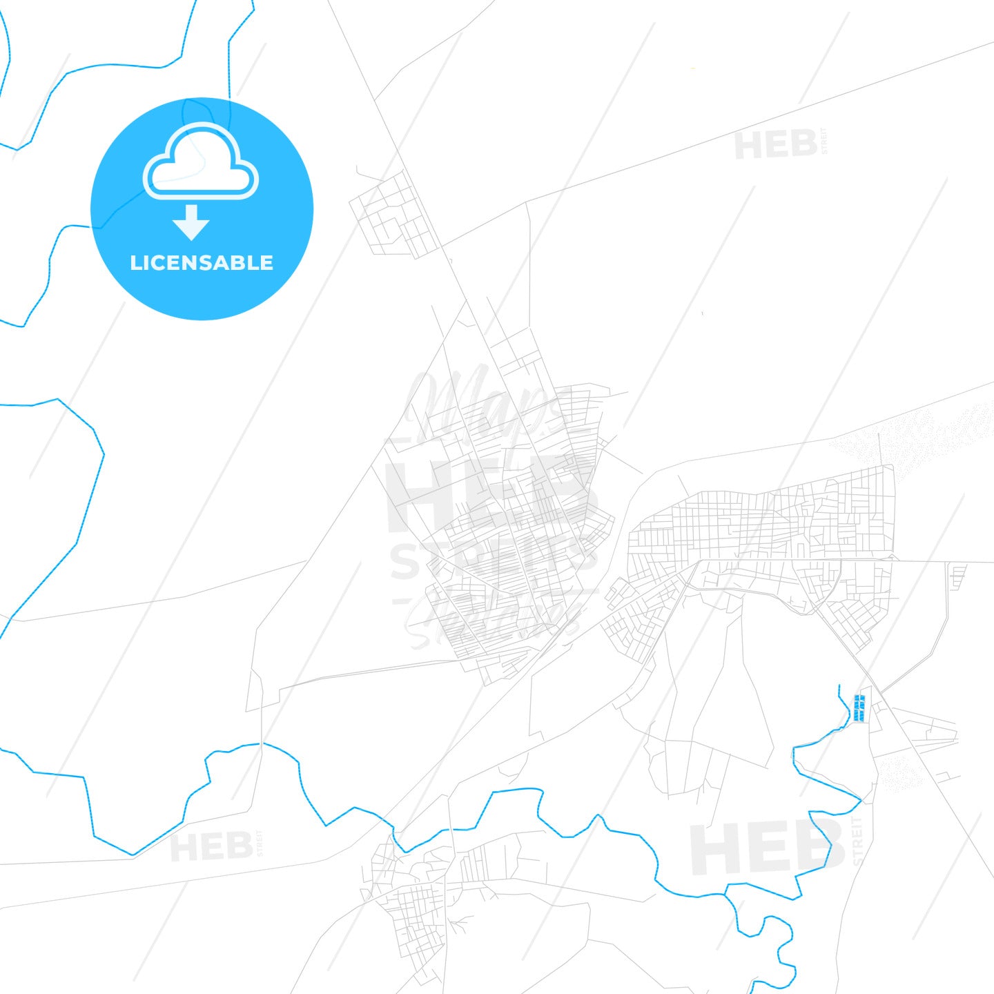 Ceylanpınar, Turkey PDF vector map with water in focus