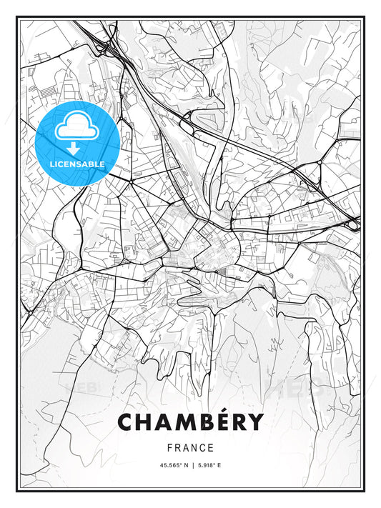 Chambéry, France, Modern Print Template in Various Formats - HEBSTREITS Sketches