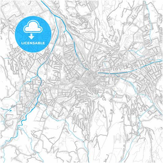 Chambéry, Savoie, France, city map with high quality roads.