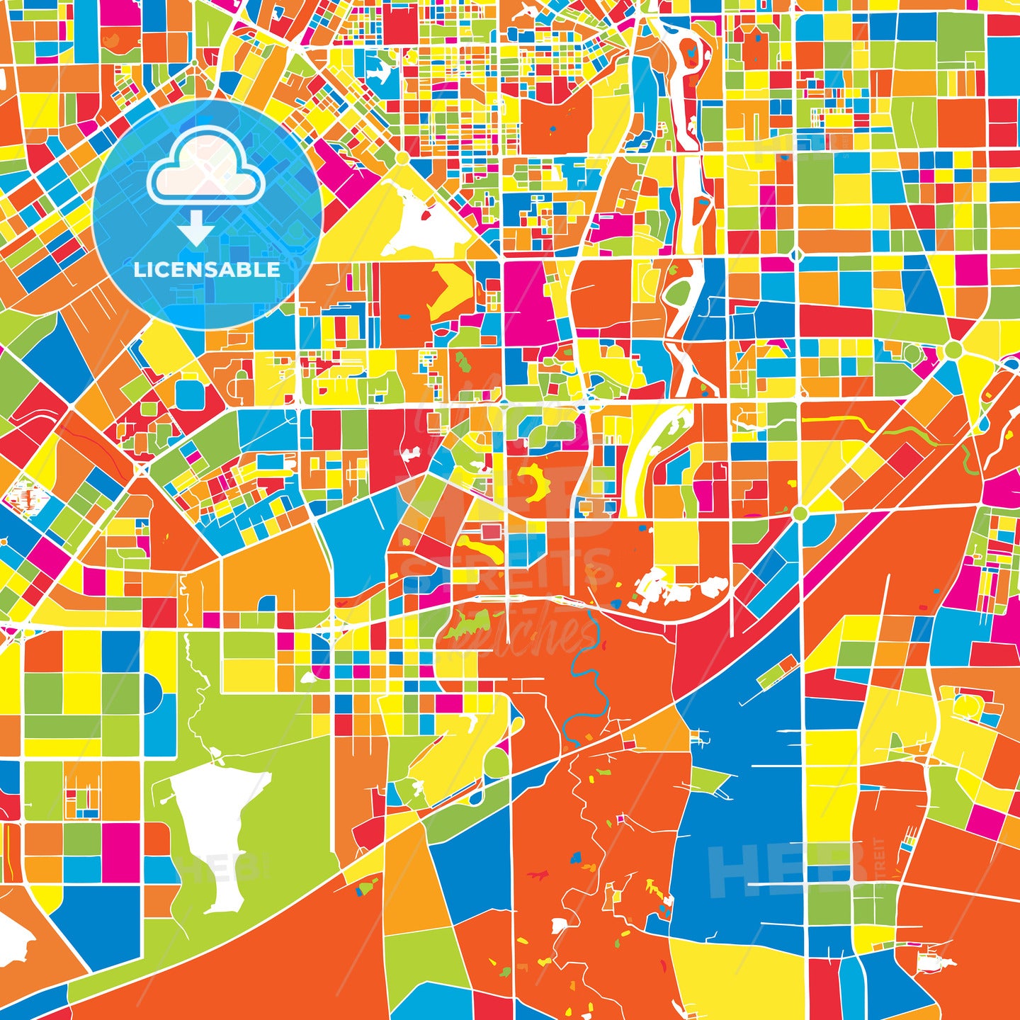Changchun, China, colorful vector map