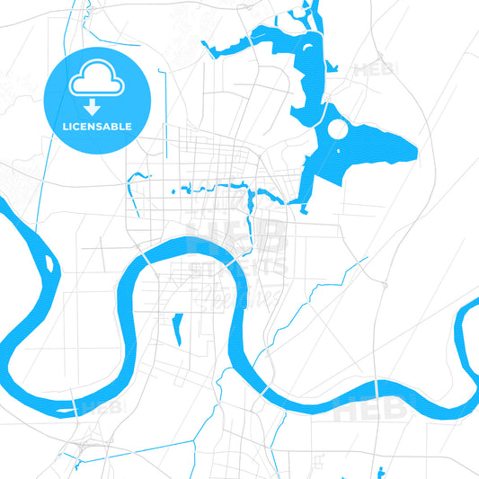 Changde, China PDF vector map with water in focus