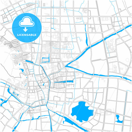 Changshu, Jiangsu, China, city map with high quality roads.