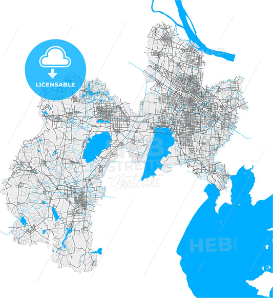 Changzhou, Jiangsu, China, high quality vector map