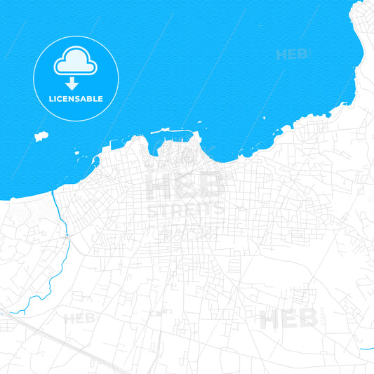  Chania, Greece PDF vector map with water in focus