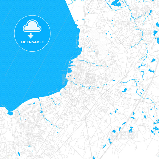 Chaophraya Surasak, Thailand PDF vector map with water in focus