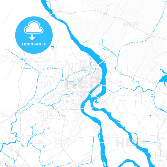 Chaozhou, China PDF vector map with water in focus