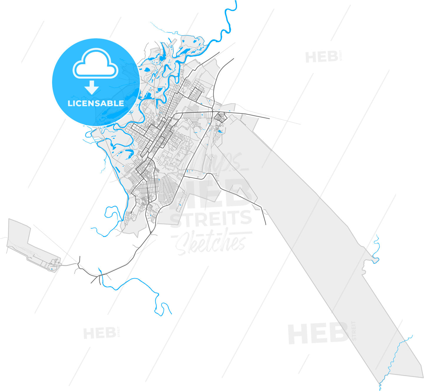 Chapayevsk, Samara Oblast, Russia, high quality vector map