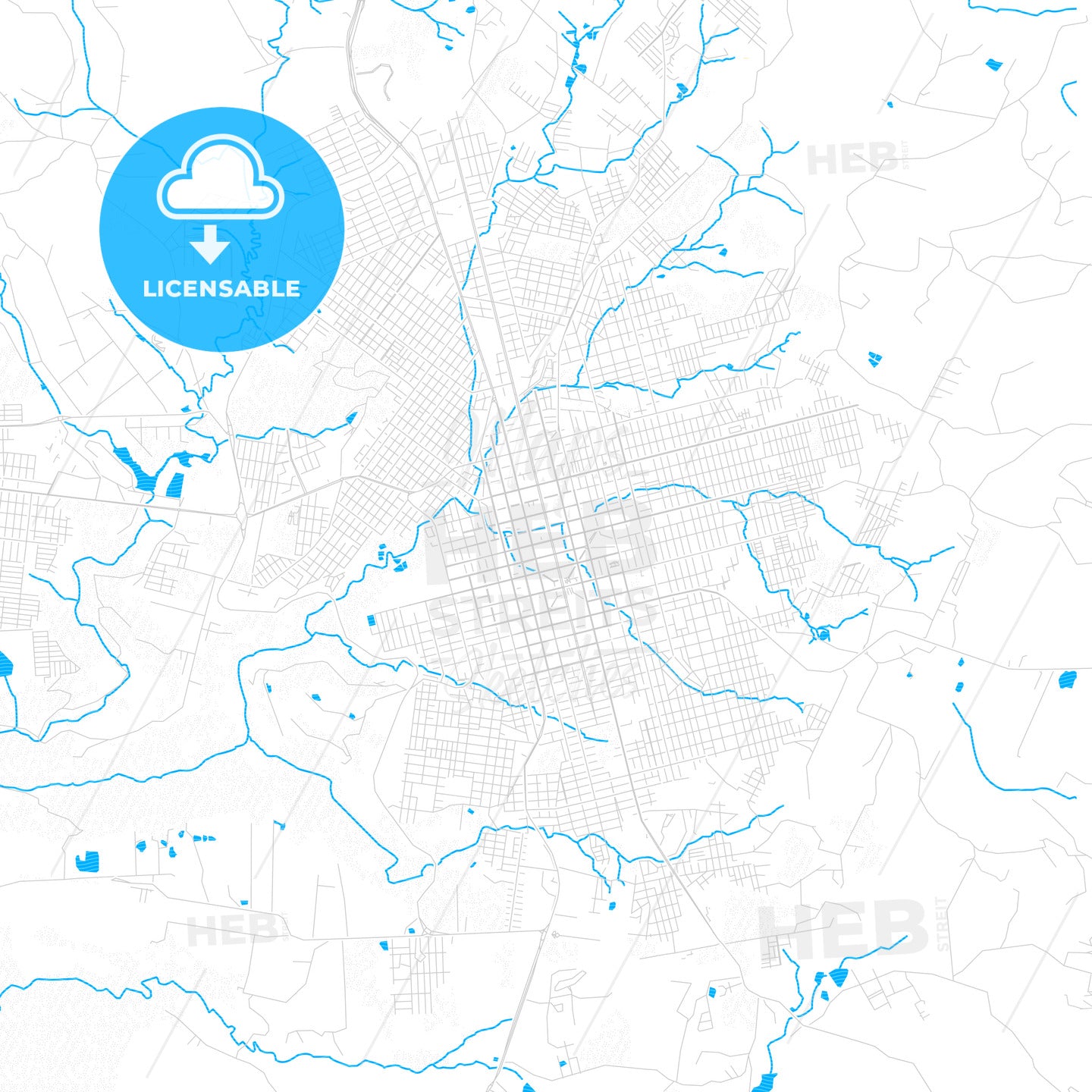 Chapeco, Brazil PDF vector map with water in focus