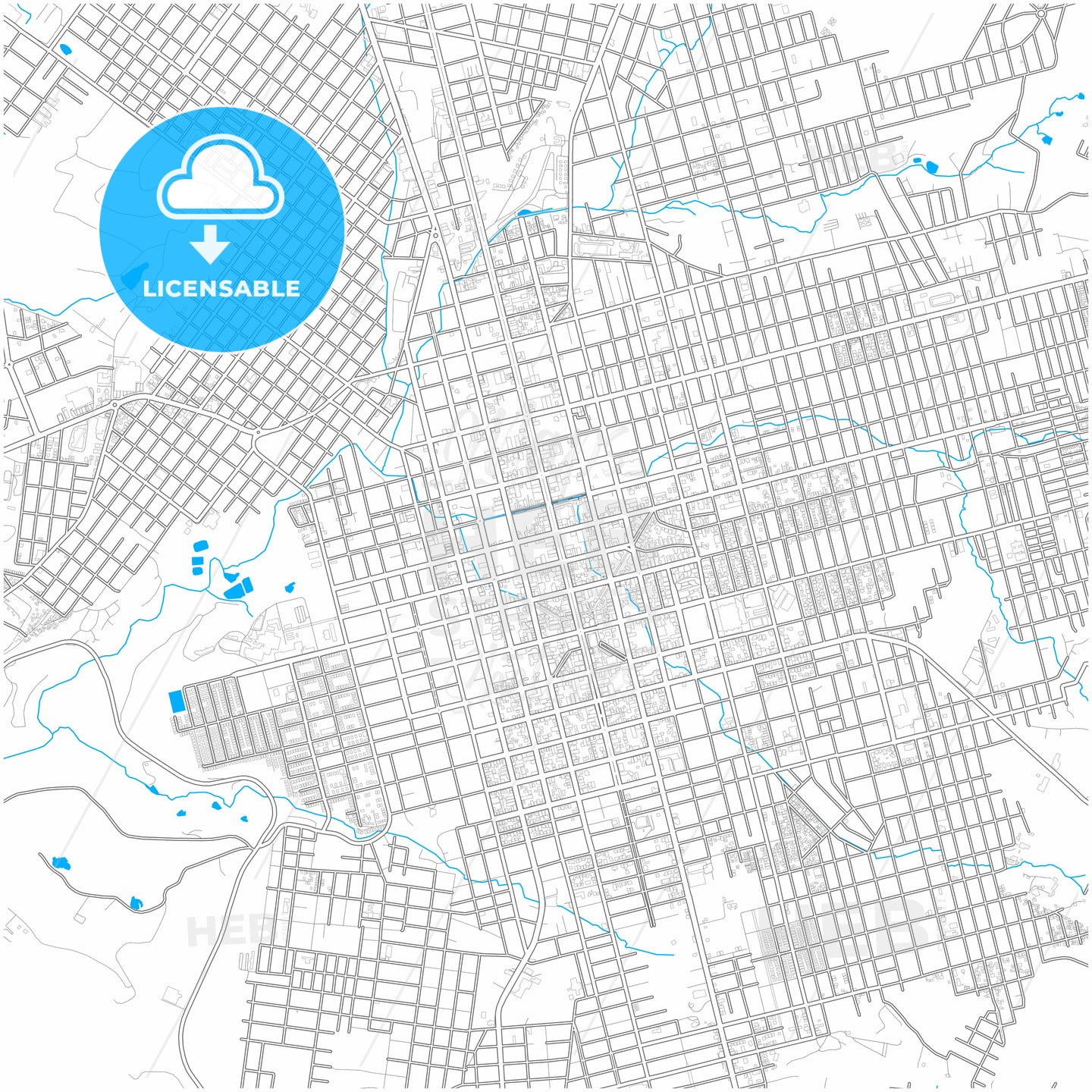 Chapeco, Brazil, city map with high quality roads.