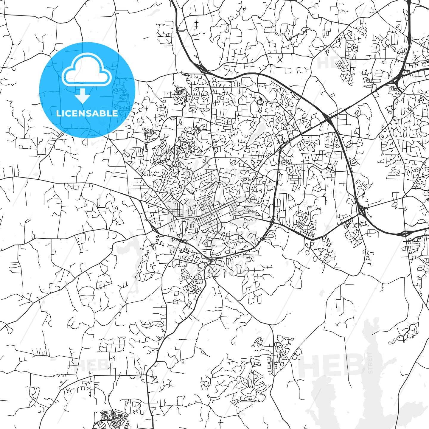 Chapel Hill, North Carolina - Area Map - Light