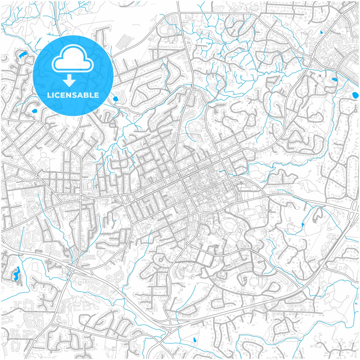 Chapel Hill, North Carolina, United States, city map with high quality roads.