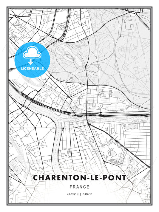 Charenton-le-Pont, France, Modern Print Template in Various Formats - HEBSTREITS Sketches