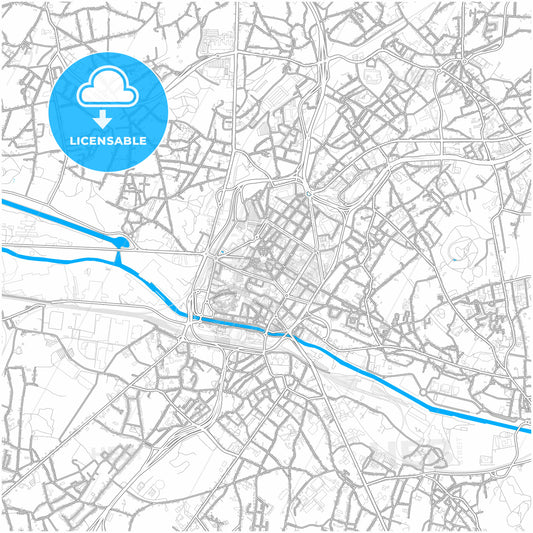 Charleroi, Hainaut, Belgium, city map with high quality roads.