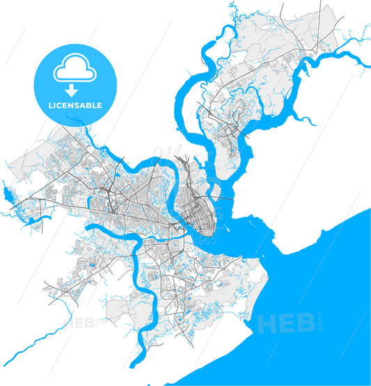 Charleston, South Carolina, United States, high quality vector map