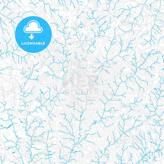 Charlotte, North Carolina, United States, PDF vector map with water in focus