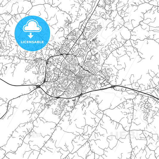 Charlottesville, Virginia - Area Map - Light
