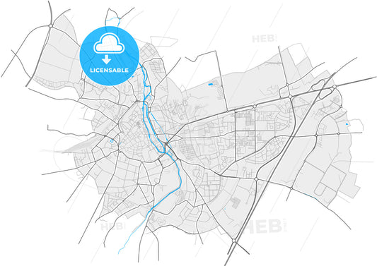 Chartres, Eure-et-Loir, France, high quality vector map