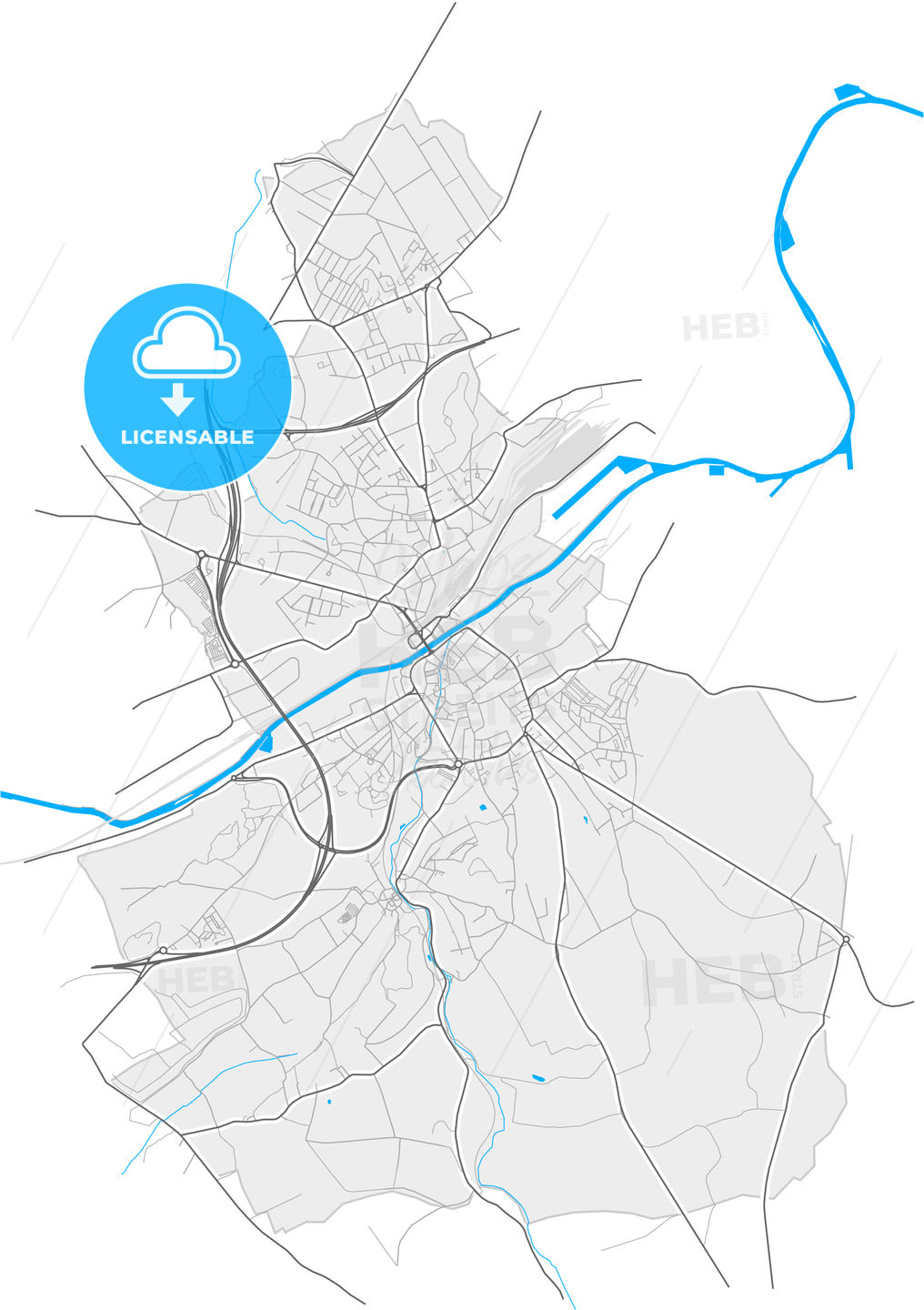 Châtelet, Hainaut, Belgium, high quality vector map