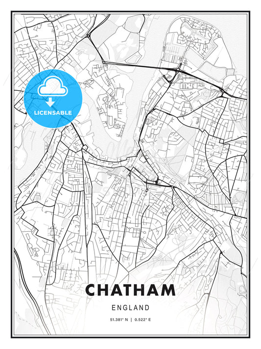 Chatham, England, Modern Print Template in Various Formats - HEBSTREITS Sketches