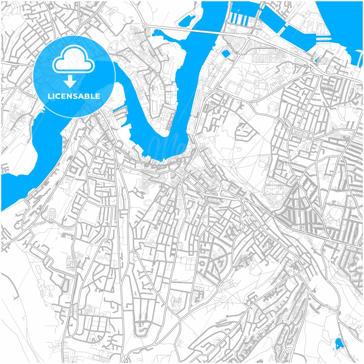 Chatham, South East England, England, city map with high quality roads.